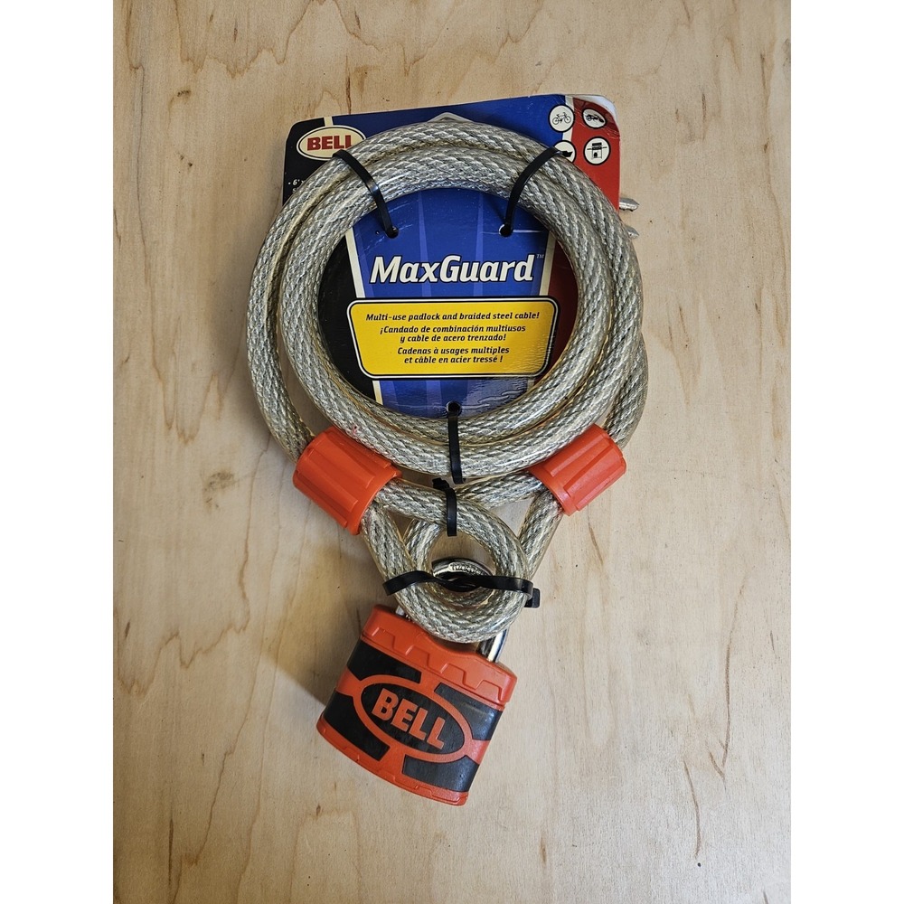 Bell MaxGuard 109447 Braided Steel Cable Padlock Bike Lock w/ 2 Keys NOS